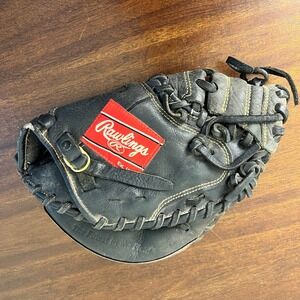 Vintage Rawlings Left Handed Baseball Catchers Mitt Collectible Black Leather